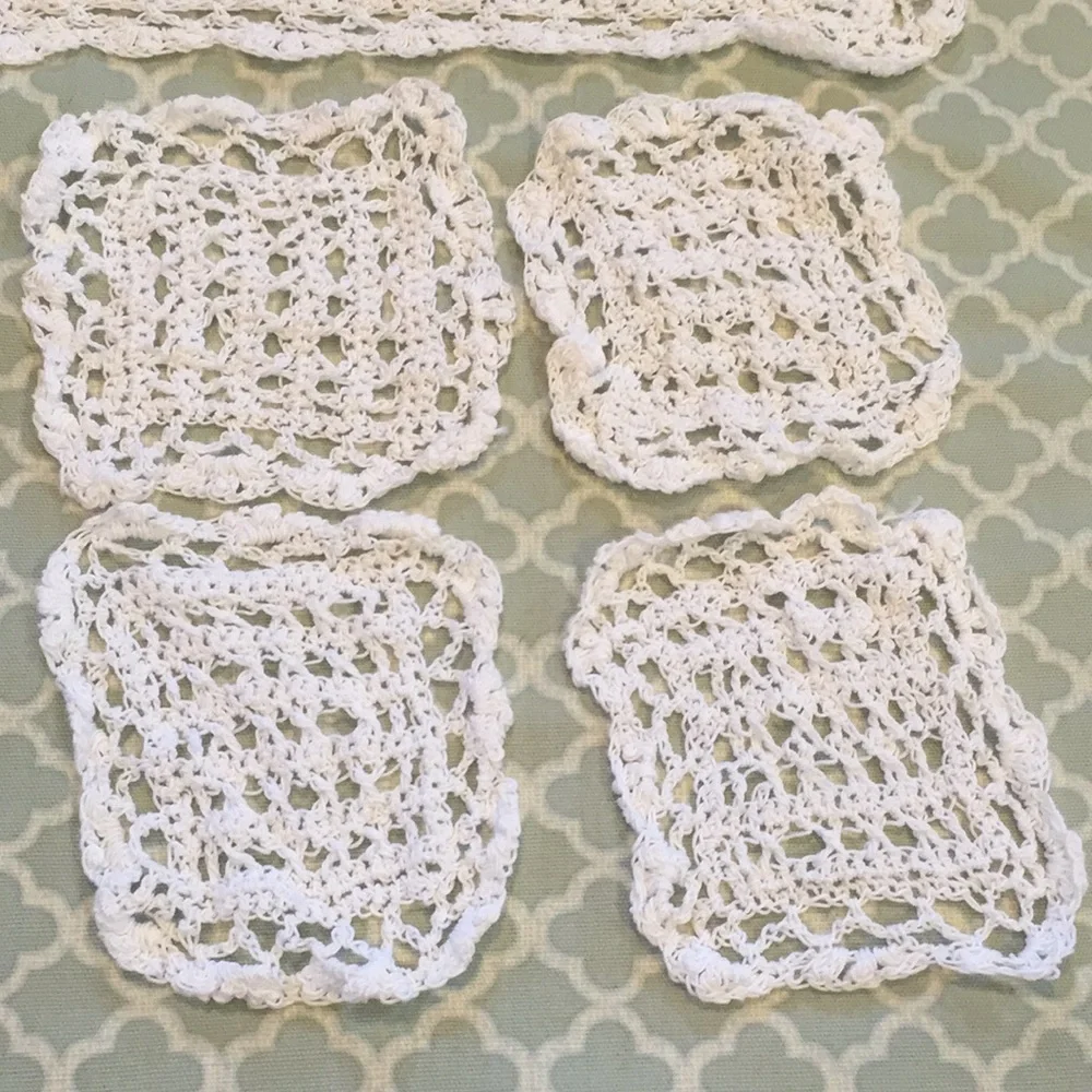 8pc Handmade Crochet Placemats & Coasters Set Of 4